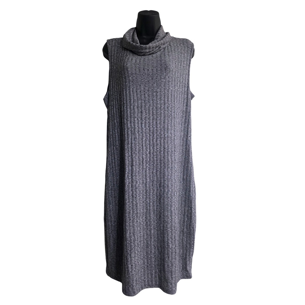 Glamour & Co Womens XL Maternity Knit Dress Gray Ribbed Cowl Neck Sleeveless